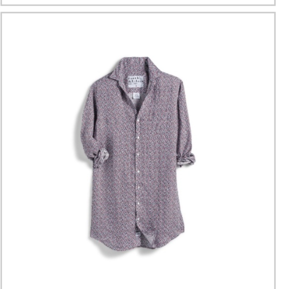 Frank And Eileen Mary Dress 100% Linen Floral Button Front Shirt